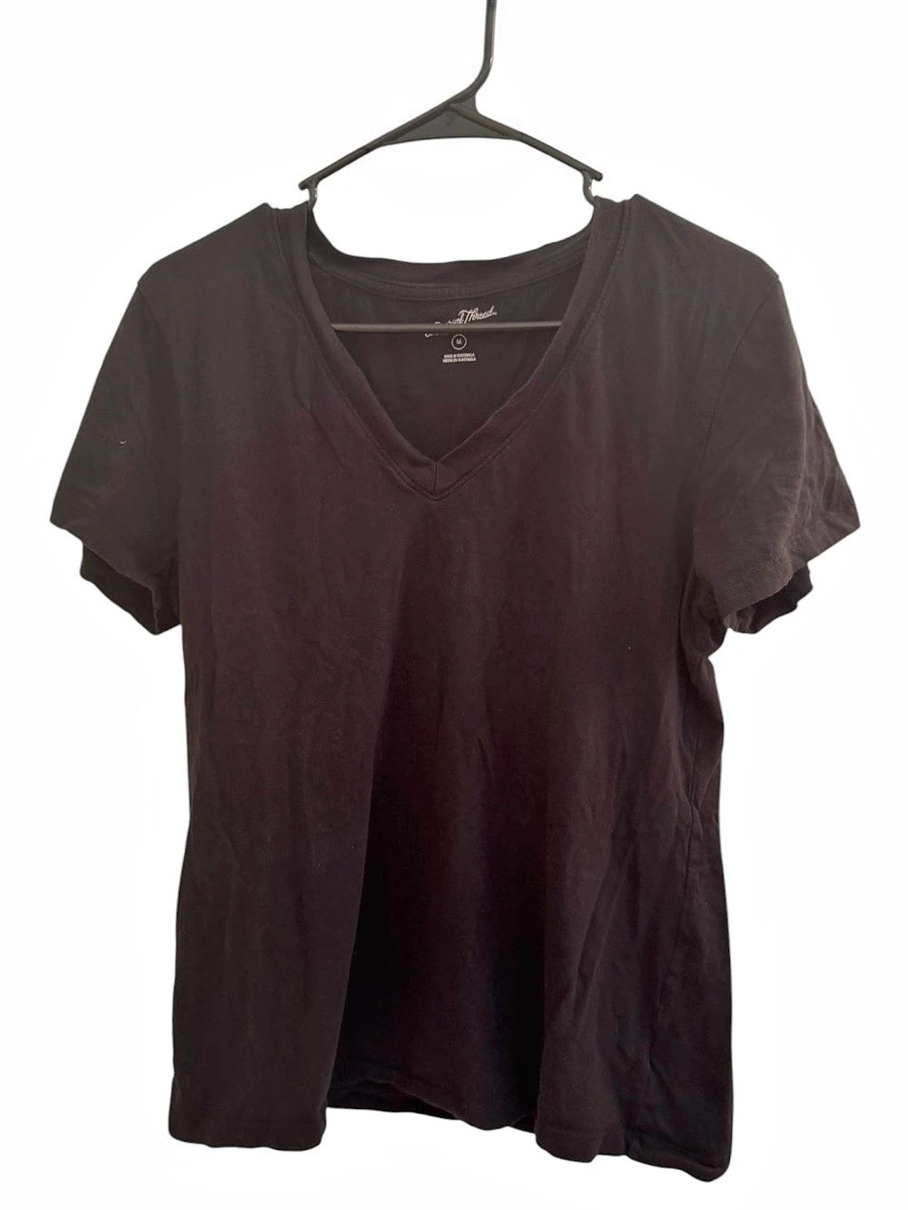 V-Neck Short Sleeve Top in Black